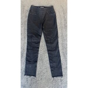 Nygard Luxe Denim Skinny Ankle Jeans Black Patchwork Distressed Raw‎ Hem Size S